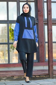 Black Hijab Dual Suit Dress 1426S - 1