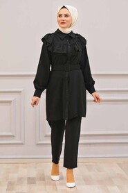 Black Hijab Dual Suit Dress 14701S - 1