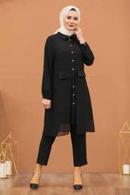 Black Hijab Dual Suit Dress 14801S - 2