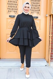 Black Hijab Dual Suit Dress 1488S - 1