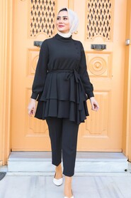 Black Hijab Dual Suit Dress 1488S - 2