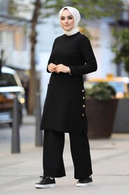 Black Hijab Dual Suit Dress 51631S - 1