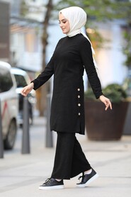 Black Hijab Dual Suit Dress 51631S - 3