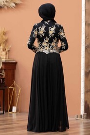  Black Turkish Hijab Evening Dress 7647S - 7