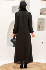  Modern Black Islamic Long Sleeve Dress 12951S - 2