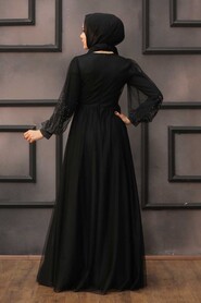 Stylish Black Islamic Long Sleeve Dress 22021S - 2