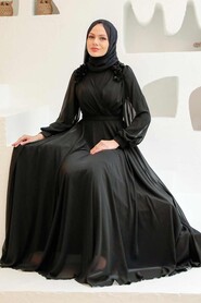 Long Black Muslim Evening Dress 22232S - 1