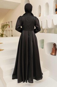  Black Turkish Hijab Evening Dress 22301S - 3