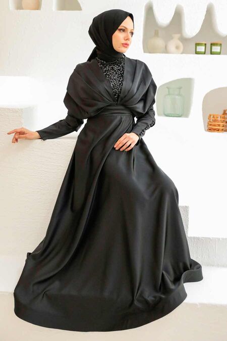  Luxorious Black Modest Islamic Clothing Prom Dress 22451S - NEVA STYLE