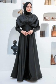  Luxorious Black Modest Islamic Clothing Prom Dress 22451S - 2