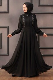  Luxury Black Modest Islamic Clothing Prom Dress 25781S - 2