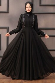  Luxury Black Modest Islamic Clothing Prom Dress 25781S - 3
