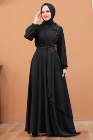  Long Black Muslim Wedding Dress 25791S - 1