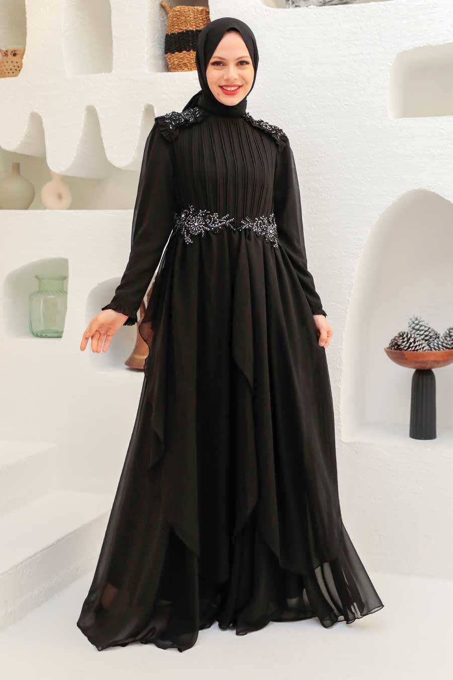  Stylish Black Modest Prom Dress 25807S