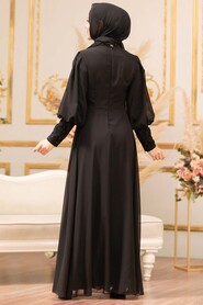  Long Black Muslim Bridesmaid Dress 25810S - 2