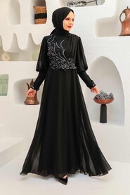  Black Turkish Modest Dress 25817S - 1