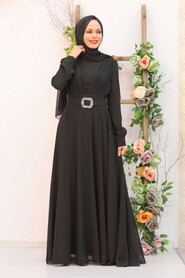  Modern Black Hijab Evening Dress 27690S - 1