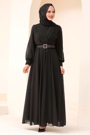  Black Turkish Hijab Engagement Dress 3060S - 1