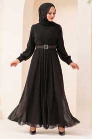  Black Turkish Hijab Engagement Dress 3060S - 2