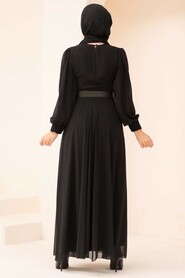  Black Turkish Hijab Engagement Dress 3060S - 3