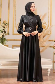  Satin Black Muslim Fashion Wedding Dress 31290S - 2