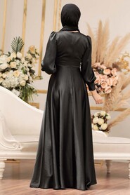  Satin Black Muslim Fashion Wedding Dress 31290S - 3