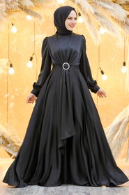  Long Sleeve Black Hijab Evening Dress 3145S - 1