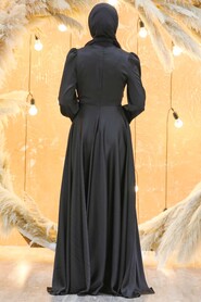  Long Sleeve Black Hijab Evening Dress 3145S - 5