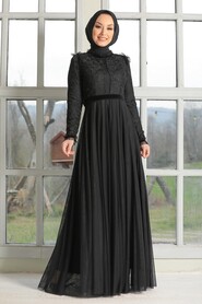 Black Hijab Evening Dress 32670S - 2