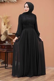 Black Hijab Evening Dress 32760S - 1