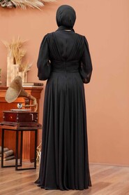 Black Hijab Evening Dress 32760S - 3