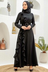 Black Hijab Evening Dress 33010S - 1