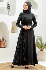 Black Hijab Evening Dress 33010S - 2