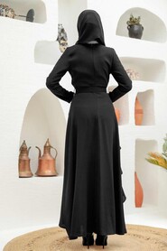 Black Hijab Evening Dress 33010S - 3