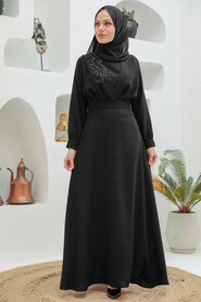 Black Hijab Evening Dress 3305S - 1