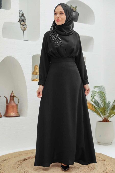 Black Hijab Evening Dress 3305S - NEVA STYLE