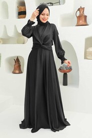  Stylish Black Islamic Clothing Engagement Dress 3389S - 1