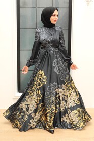  Luxury Black Islamic Bridesmaid Dress 3432S - 1