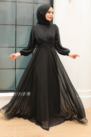  Stylish Black Islamic Evening Gown 3435S - 1