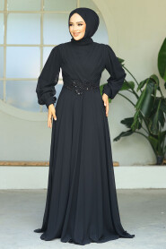  Stylish Black Islamic Evening Gown 3435S - 3