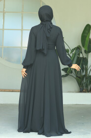  Stylish Black Islamic Evening Gown 3435S - 4