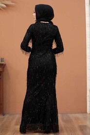 Black Hijab Evening Dress 3447S - 2