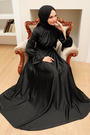  Long Black Modest Prom Dress 3449S - 3