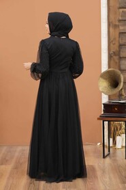  Luxury Black Islamic Engagement Gown 3497S - 2