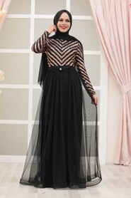  Stylish Black Muslim Wedding Gown 3508S - 2