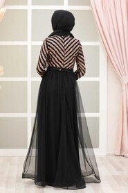  Stylish Black Muslim Wedding Gown 3508S - 3