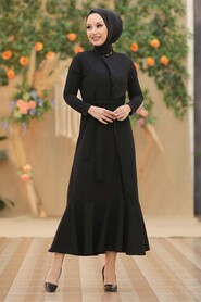 Black Hijab Evening Dress 40530S - 1