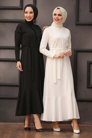 Black Hijab Evening Dress 40530S - 4