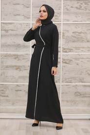 Black Hijab Evening Dress 40581S - 2