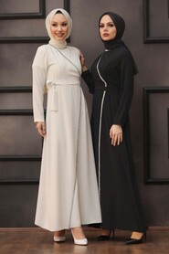 Black Hijab Evening Dress 40581S - 3